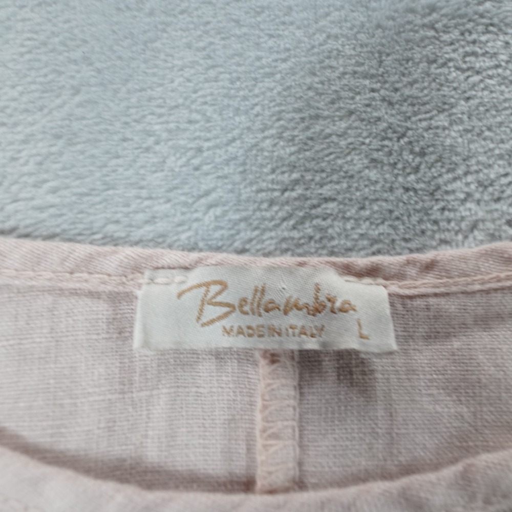 Bella Umbra Linen Top Womens L Blush Pink Sequins Relaxed Coastal Beach Italy - Picture 4 of 12